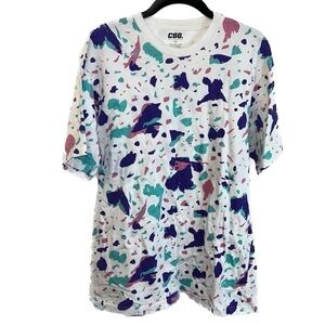 CSG Shirt Short Sleeve Pullover Crewneck Tee Multicolor Geometric Splatter Top
